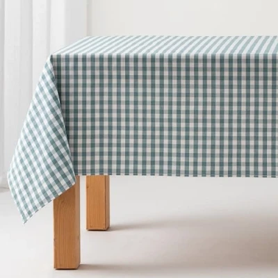 Image of Stain Resistant Gingham Tablecloth, Cotton, Fabric Touch, 140 x 300 cm, Water Colour