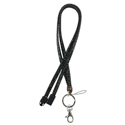Image of Customcard Bling Diamante Rhinestone (Breakaway) Lanyards, Choose from 8 Colours for ID Card &amp; Key Badge Holder, USB Memory Stick Holder (Black) Rhinestoneblack