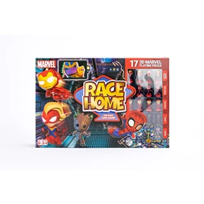 Image of Marvel Race Home Board Game, The Fast Ludo Game! Includes 16x 3D Superheroes And 1x Thanos Playing Piece, Great Gift For Children Ages 6+