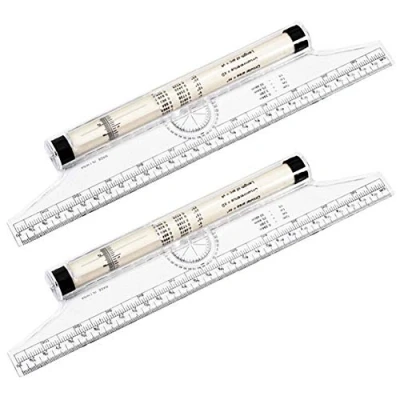 Image of PENKOHOME 2 Pack 12 Inch Rolling Ruler Multipurpose Drawing Parallel Balancing Scale for Students, Artists, Architects, Engineers