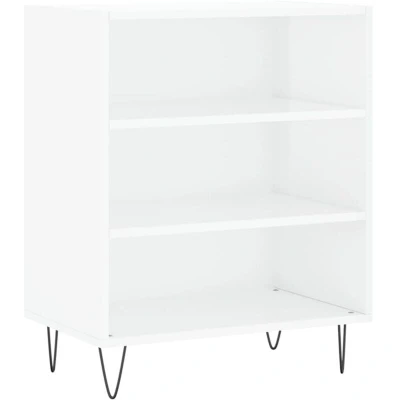 Image of vidaXL Engineered Wood Sideboard in High Gloss White Stylish Storage Cabinet with Iron Legs for Décor Display