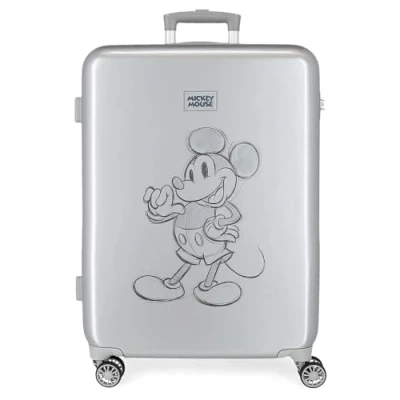 Image of Disney Mickey 100 Medium Suitcase Gray 48x68x26 cms Rigid ABS Side combination lock 70L 3 kgs 4 Double wheels