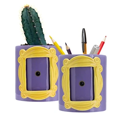 Image of Paladone Friends Monica&#039;s Yellow Door Frame Flower Pot and Pen Holder, Ceramic