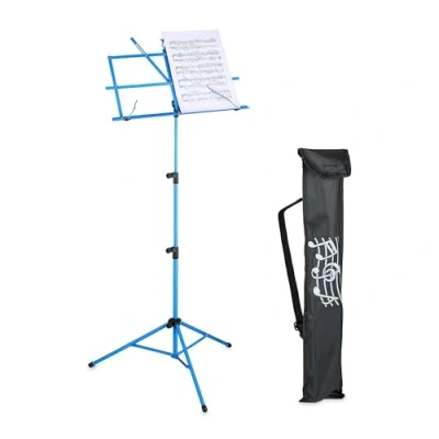 Image of Relaxdays Music Sheet Stand, Foldable, HWD: 140 x 53 49 cm, Extendable, made of Metal, Guitar, Violin, Vocals, Blue, Wood, 5.5 36 26 cm