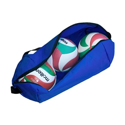 Image of Molten Ball Bag with Adjustable Shoulder Strap Secure and Convenient Zip Access Holds Three Full Size 5 Footballs Volleyballs or Netballs,Blue,680 x 230 mm