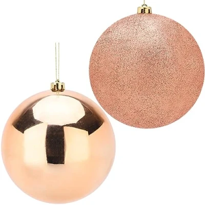 Image of Christmas Concepts® Pack Of 2 200mm Baubles Shiny &amp; Glitter Design Giant (Rose Gold)