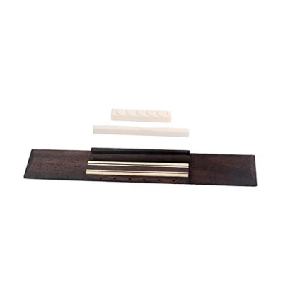 Image of Alnicov 6 String Classical Guitar Rosewood Bridge with Cattle Bone Saddle Nut Set for Replacement Parts