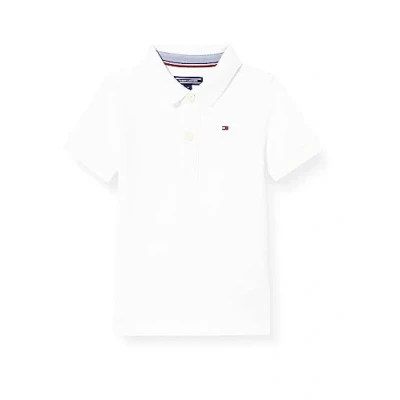 Image of Tommy Hilfiger Boys’ Short Sleeve Organic Cotton Polo Shirt, White (Bright White), 5 Years