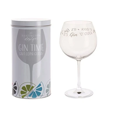 Image of Dartington Crystal GP3362/1 gin Time Balloon Glass &#039;It&#039;s o&#039;clock&#039;, 221mm high