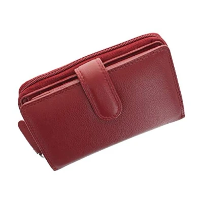 Image of VISCONTI Heritage Collection Madame Leather Purse with Tab Closure RFID Blocking HT33 Red