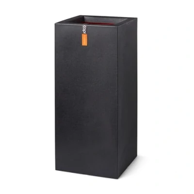 Image of CAPI EUROPE Pot rechthoek Smooth NL 36x79 Black Opening Ø26 for indoor and outdoor use Shatterproof 100% recyclable KBL952