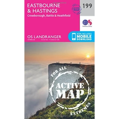 Image of Landranger Active 199 Eastbourne &amp; Hastings, Battle Heathfield Map With Digital Version
