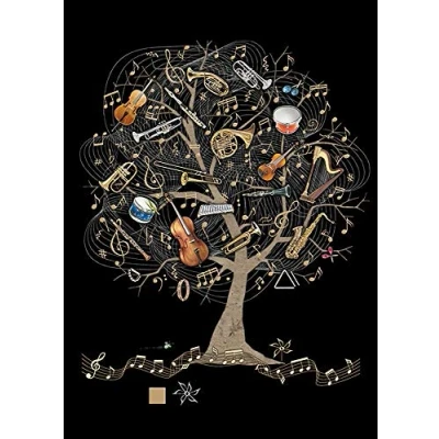 Image of Greeting Card (BA1384) Blank/Birthday Music Tree Foil Embossed Finish