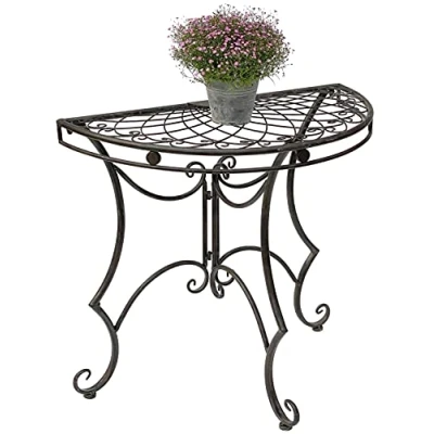 Image of DanDiBo 96000 Half Round Wall Table Metal 80 cm Garden Semicircular Console