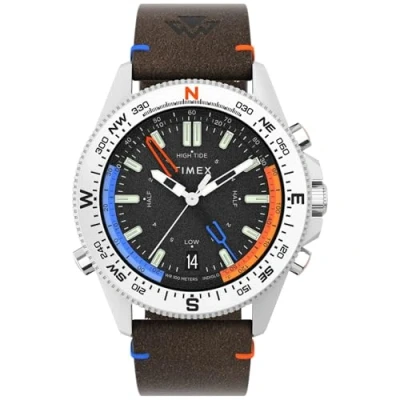 Image of Timex Men&#039;s Expedition North Tide Temp Compass 43mm Watch Brown Strap Black Dial Stainless Steel Case, Brown, One Size, 43 mm