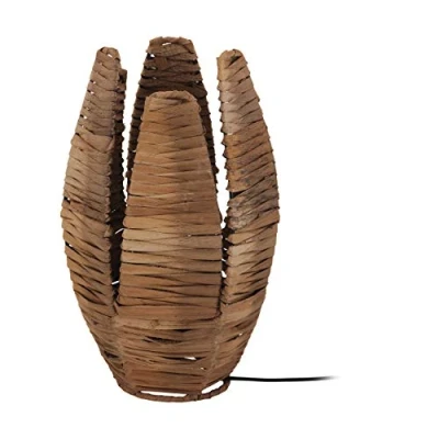 Image of Eglo Table lamp Mongu 1, 1 Flame Vintage, African, Boho, Bedside Made of Raffia and Steel, Living Room in Natural, Black, with Switch, E27 Socket