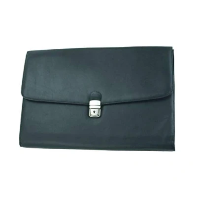 Image of Alassio Dokumententasche Udine, Aktenmappe aus echtem Leder, verschließbare Dokumentenmappe, für A4 Format Briefcase, 39 cm, Black (Schwarz)