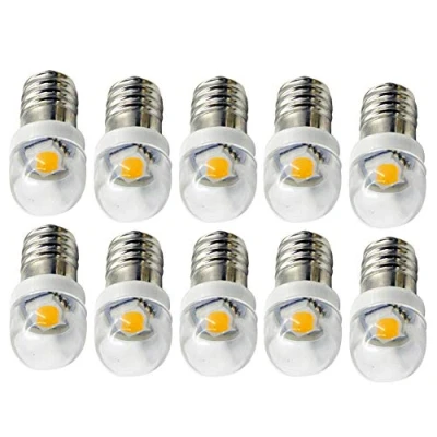 Image of Ruiandsion 10pcs 3V 0.6W E10 LED Bulb 5050 1SMD Warm White 4300K Replacement Upgrade for Headlamps Flashlights Torch Light,Negative Earth