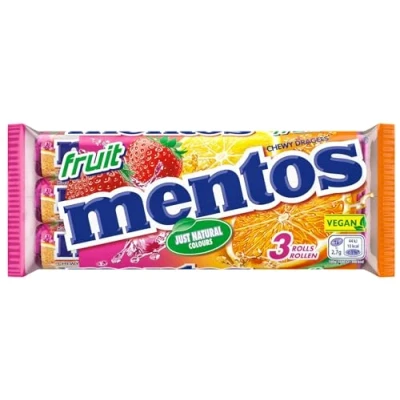 Image of Mentos Fruits Flavour Chewy Dragees 3 x 123g