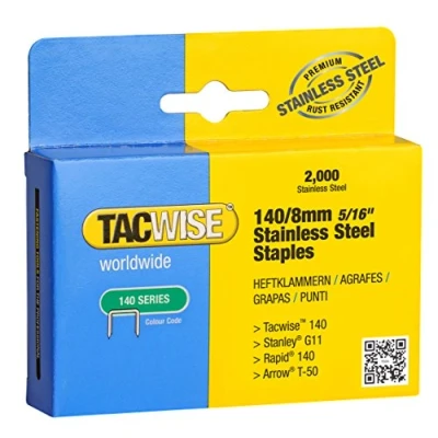 Image of Tacwise 1216 Type 140/8mm Heavy Duty Stainless Steel Staples, Pack of 2000