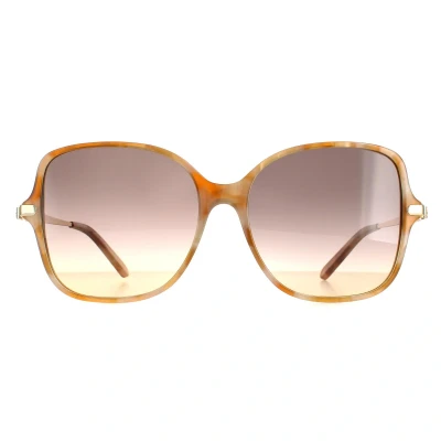 Image of Salvatore Ferragamo Square Womens Blonde Havana Grey Gradient SF990SR Brown One Size
