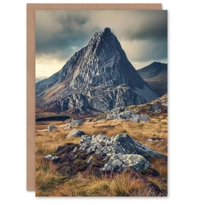 Image of Artery8 Personalised Tryfan Mountain Snowdonia Wales Peak Landscape For All Him Or Her Art Birthday Greeting Card