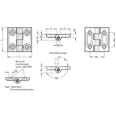 Image of Ganter GN237 ZD 60 A SR Hinge ; Zinc Die Cast; Silver