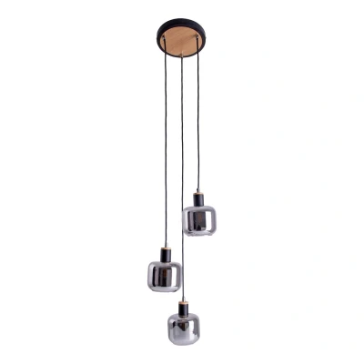 Image of Fumoso Cluster Pendant Ceiling Light Black 3xE14