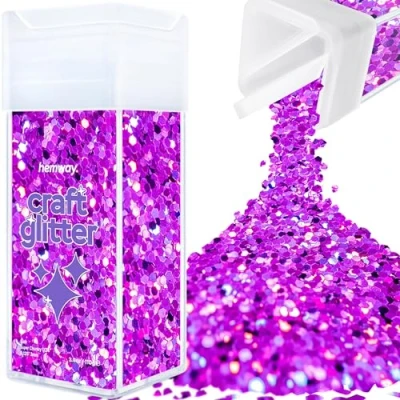 Image of Glitter for Craft Shaker Purple Holographic Resin Tumblers Cards Christmas Jewellery Candle Super Chunky Nail Face Cosmetic 110g / 3.9oz