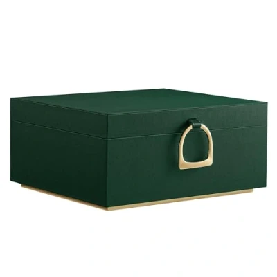 Image of SONGMICS 2 Layer Jewellery Box, Organiser with Handle, Removable Tray, Storage, Floating Effect, 20.5 x 24 11 cm, Gift Idea, Forest Green JBC165C01
