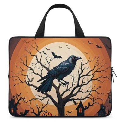 Image of Laptop Carrying Case 15 Inch Raven Halloween Bag for Men Women Computer Messenger Work, Halloween, 15inch, 15inch