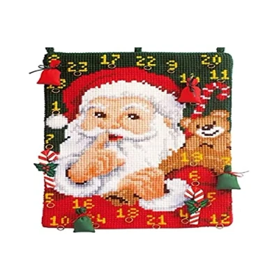 Image of Vervaco Santa Advent Calendar Cross Stitch Kit, Multi Colour