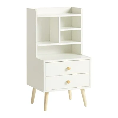 Image of SoBuy FBT100 W, Bedside Table Nightstand Side End Sofa Telephone Lamp with 2 Drawers