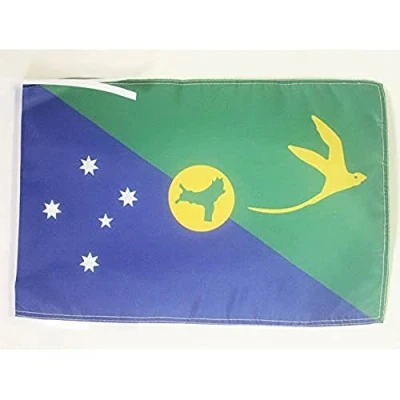 Image of AZ Flag Christmas Island 18&#039;&#039; x 12&#039;&#039; 100% Polyester Islander Small Banner with Two Cords Fade Resistant Vivid Colors 18x12 in 45x30 Cm