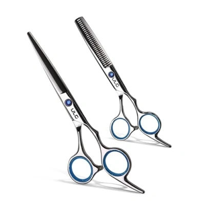 Image of Hair Cutting Scissors Thinning Teeth Shears Set ULG Professional Barber Hairdressing Texturizing Salon Razor Edge Scissor Japanese Stainless Steel 6.5 inch