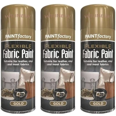 Image of 3 x Gold Spray Paint Craft Fabric Leather Art Vinyl &amp; Crafts 200ml