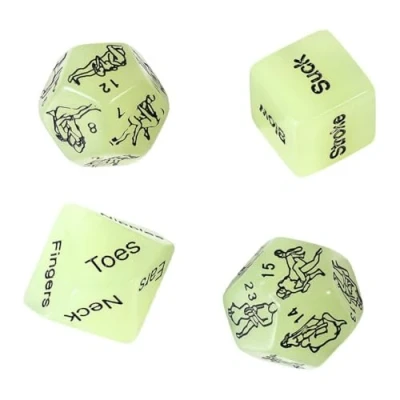 Image of 4 in 1 Glow the Dark Dice Set, Marbled Engraved Dice, Multiple Positions Available B140 (glow dark)