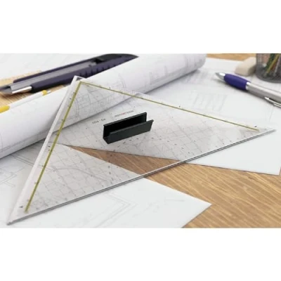 Image of Small geo triangle with steel edge 325 mm, clear acrylic glass, TZ triangle.