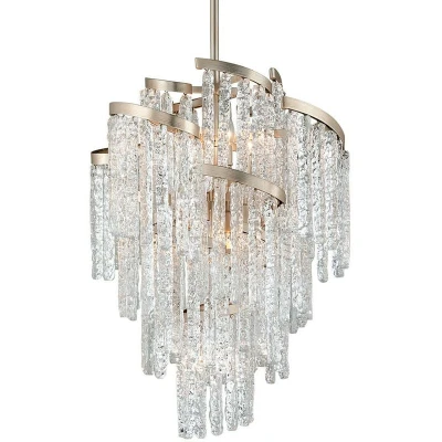 Image of Mont Blanc 9 Light Chandelier MODERN Leaf, Venetian Glass