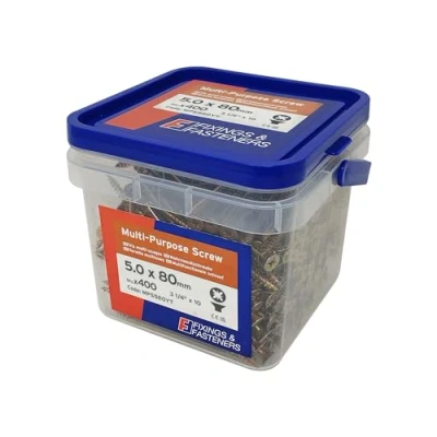 Image of Forgefix Multi Purpose Pozi Compatible Screw Csk ST ZYP 5.0 x 80mm Tub 400
