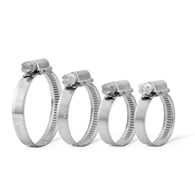 Image of Pack of 2 Metal Hose Clips Ducting Tube Clamps Rubber Pipe Steel Bands (50mm 70mm)