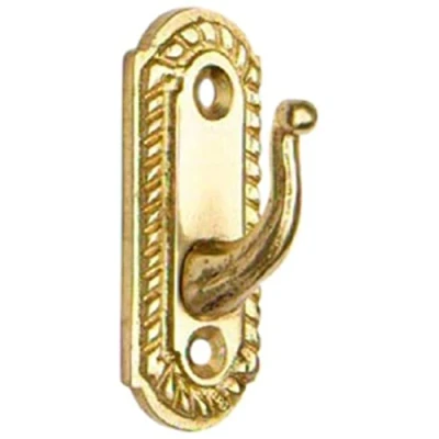 Image of Merriway® BH01618 (2 Pcs) Georgian Curtain Drapery Hold Back Tie Hooks, 50mm inch) Brass Pack of 2 Pieces