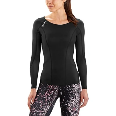 Image of Skins Women&#039;s DNAmic Long Sleeve Top Black/Black, X Small