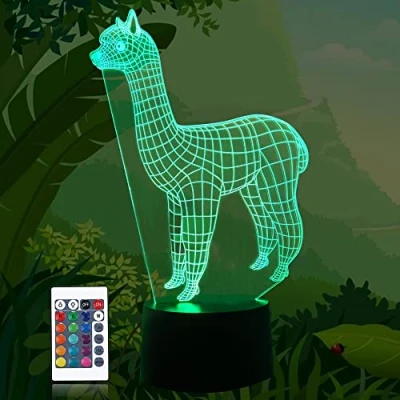Image of CooPark Alpaca Llama 3D Night Light, Animal Illusion Lamp 16 Colors Changing Remote Control LED Optical Bedroom Decor Unique Birthday Xmas Gift for Girl Baby Friends