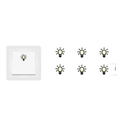 Image of Light Sticker Set with 6 Pieces Switch Symbol (RP8/1) (14 mm)