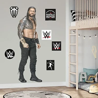 Image of WWE Wall Art Roman Reigns Wrestler Mural + Sticker Set Vinyl Decal Kids (120cm Height)