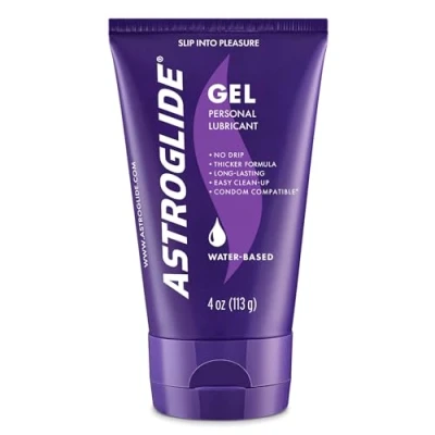 Image of Astroglide Water Based Ultra Gentle Gel Lubricant 113g, Stays Put with No Drip, Sex Lube, Long Lasting for Men, Women and Couples, Safe Toys
