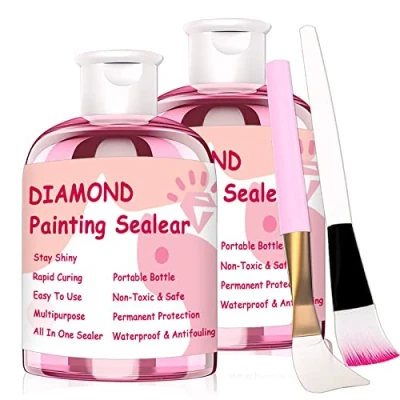 Image of Diamond Painting Sealer 150ML with Brushes, 5D Glue Sets Permanent Hold &amp; Shine Effect for Protect and Puzzle (2PCS)