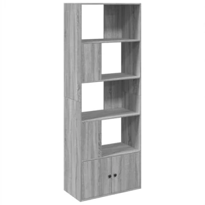 Image of vidaXL Grey Sonoma Engineered Wood Bookcase Bookshelf/Storage Cabinet, 70x36x189cm, Ample Compartments for Living Room, Bedroom, Office, Study