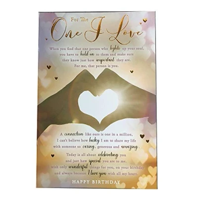 Image of for The One I Love Heart Hand Design Sentiments Happy Birthday Card Lovely Verse